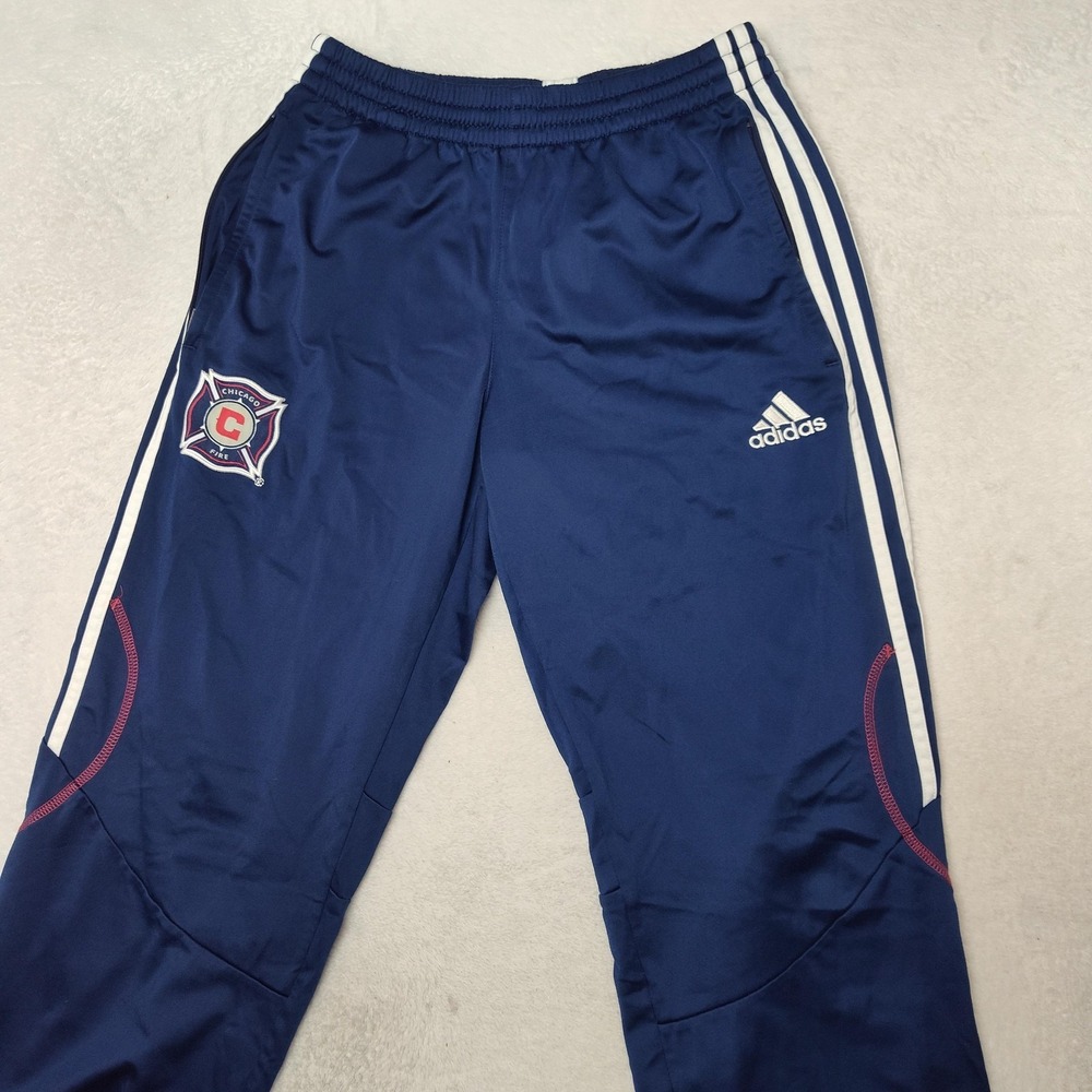 Chicago Fire FC Pants Mens Small Blue MLS Soccer Warm Up Adidas ClimaCool
